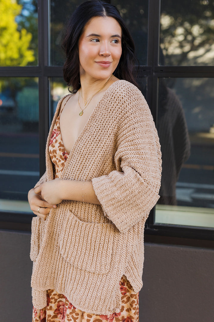 The Cuddle Bug Cocoa Chunky Knit Cardigan Sweater