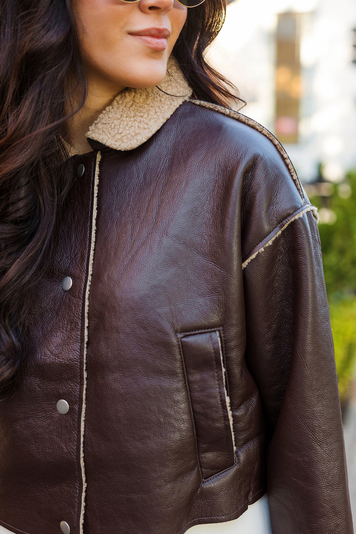 The Toffee Break Faux Leather Jacket