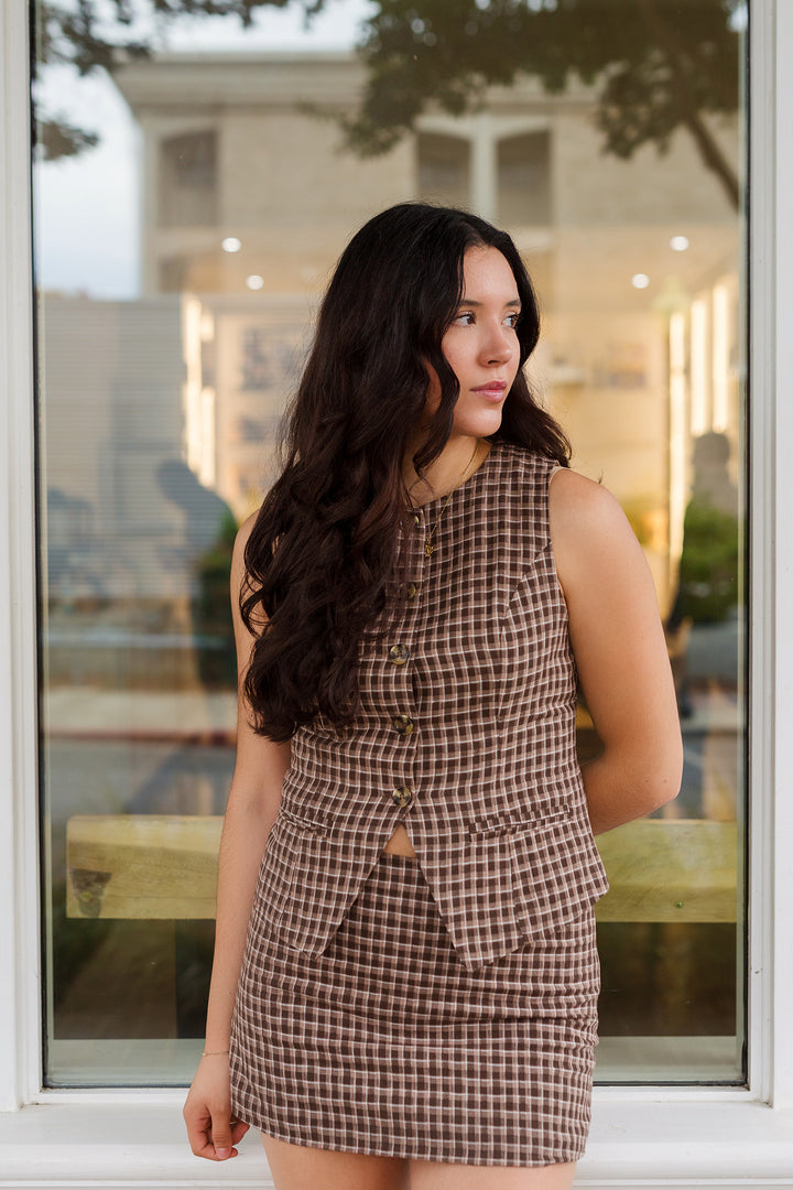 The Check Please Plaid Vest and Mini Skirt Set