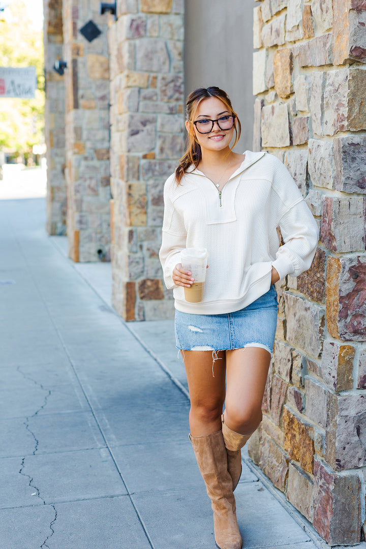 The Zip It Real Good Waffle Knit Top