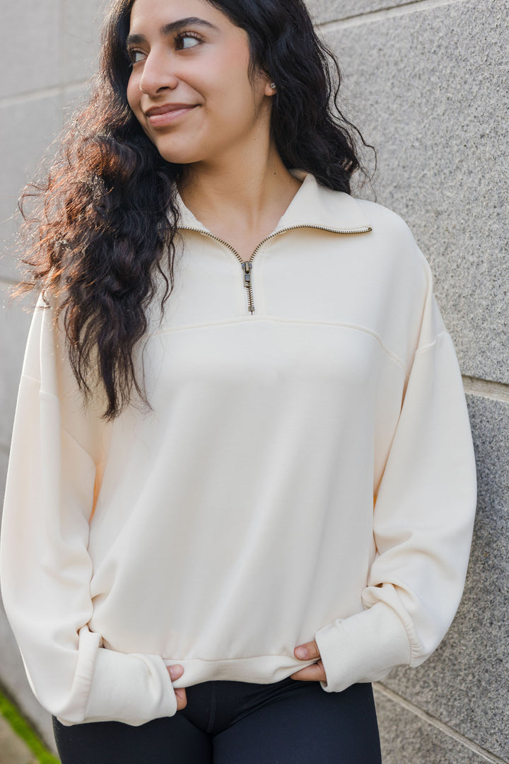 The Catching Flights Super Soft Scuba Oversized Half Zip