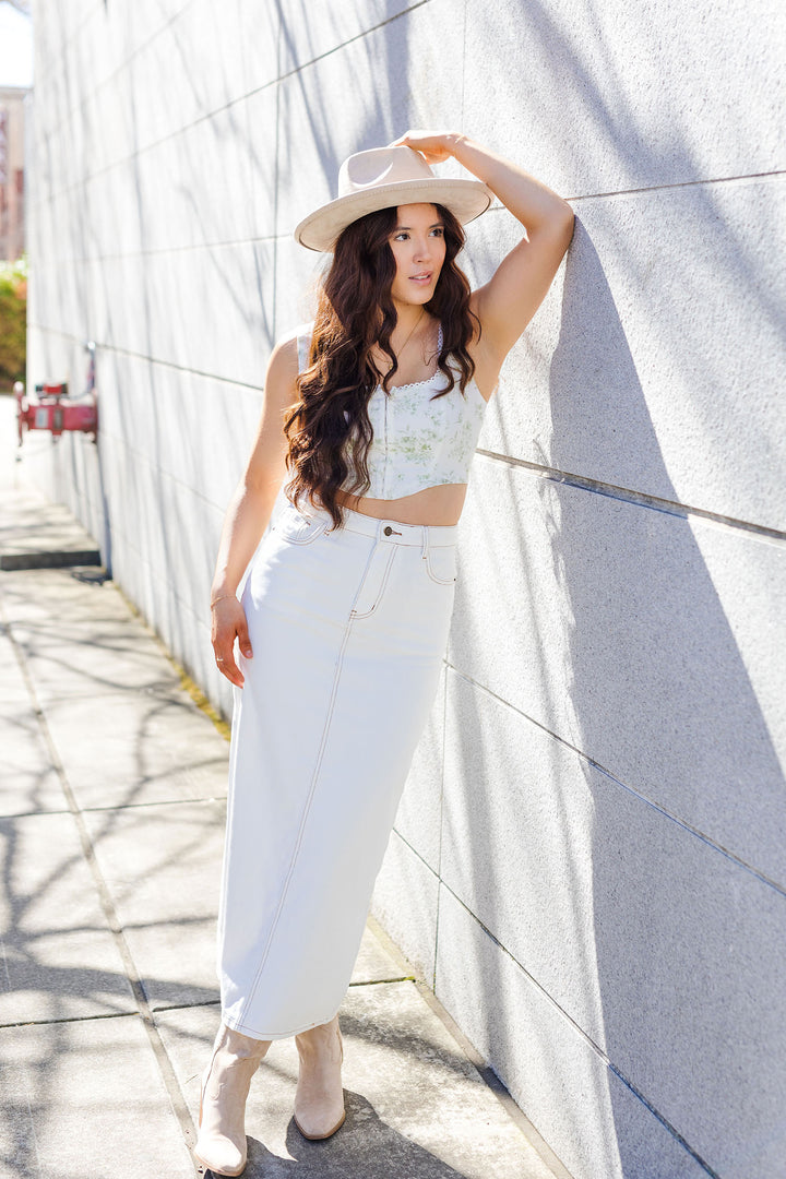 The Out West Sage Floral Corset Top