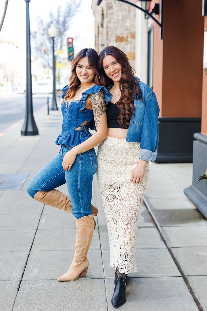 The Rodeo Romance Chambray Corset Top