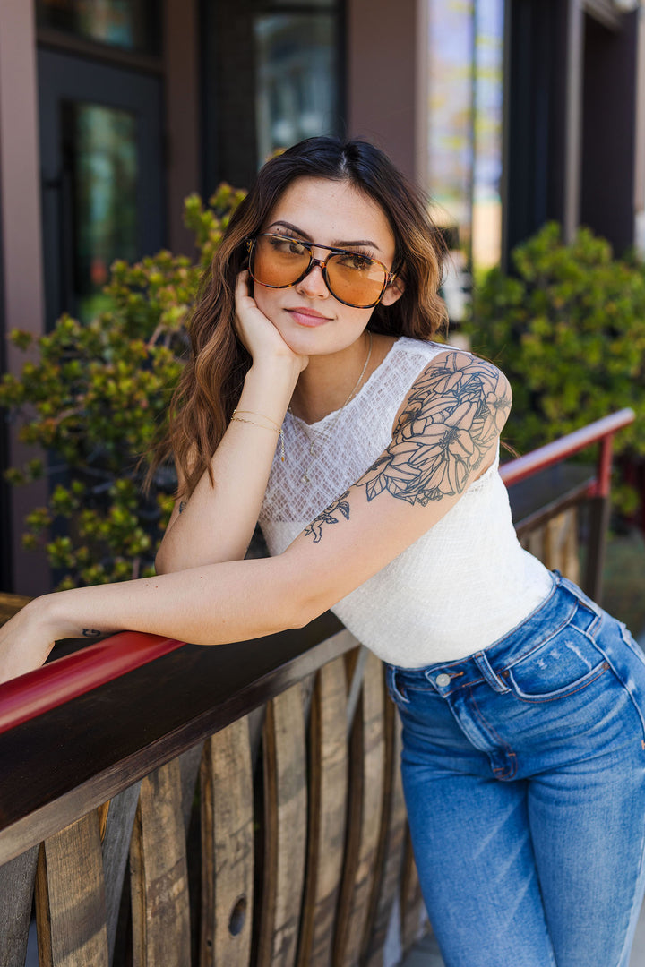 The Love Note Lace Mock Neck Tank Top
