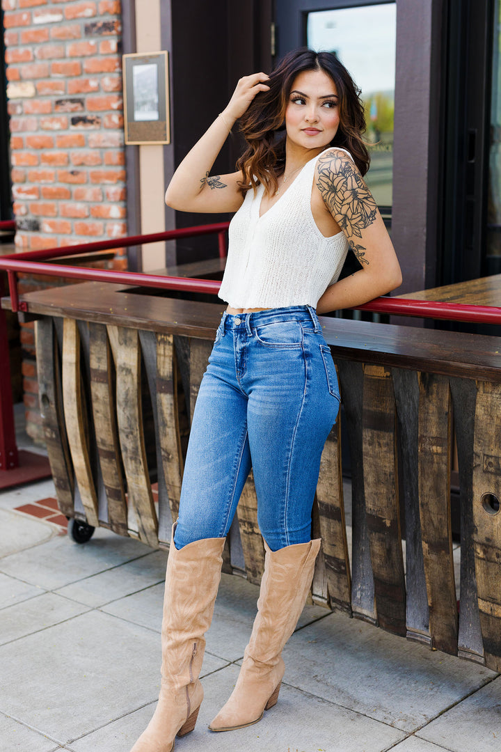 The Sweet Caroline Medium Wash Skinny Jeans by Vervet