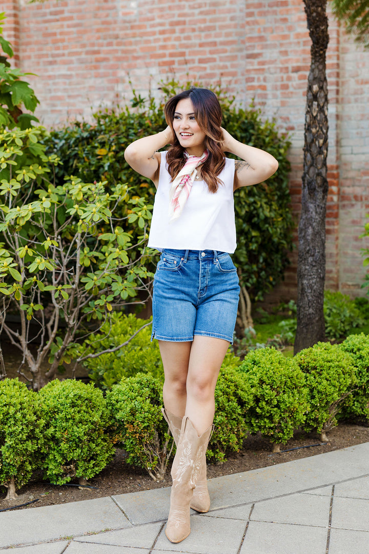 The Summer Travels White Linen Tank Top