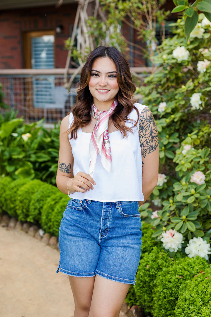 The Summer Travels White Linen Tank Top