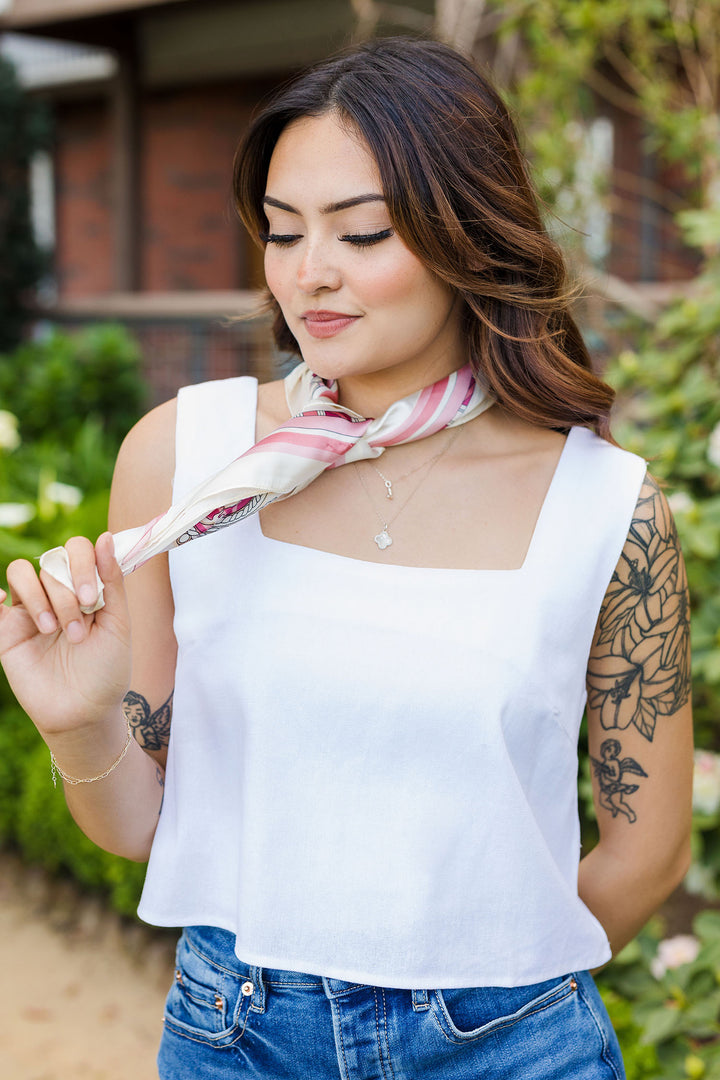 The Summer Travels White Linen Tank Top