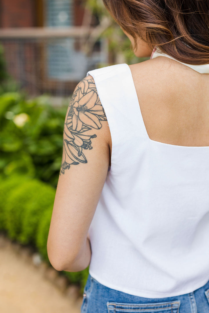 The Summer Travels White Linen Tank Top