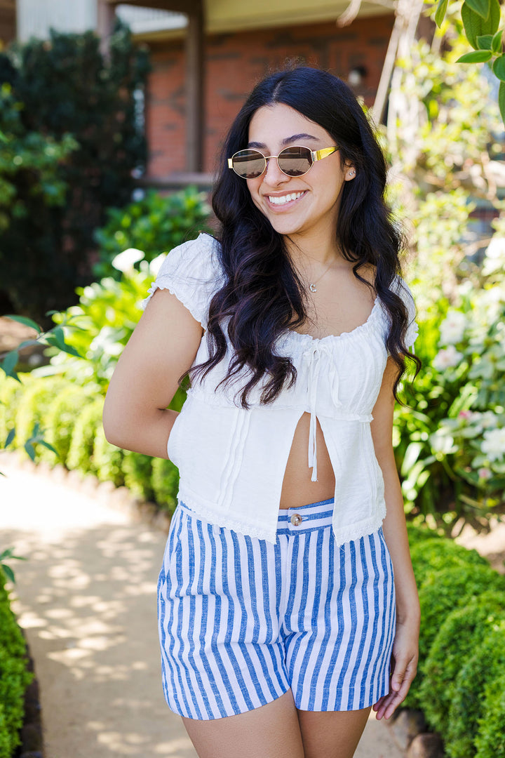 The Seas and Stripes Linen Shorts