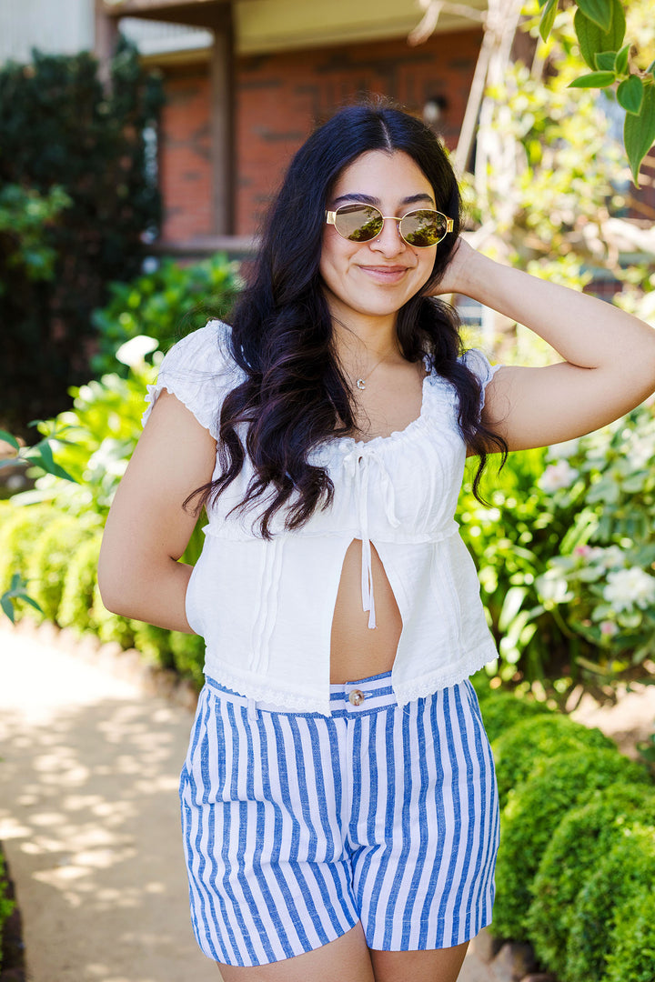 The Seas and Stripes Linen Shorts