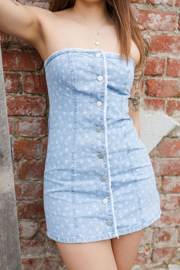 The Wildflower Waltz Strapless Mini Dress