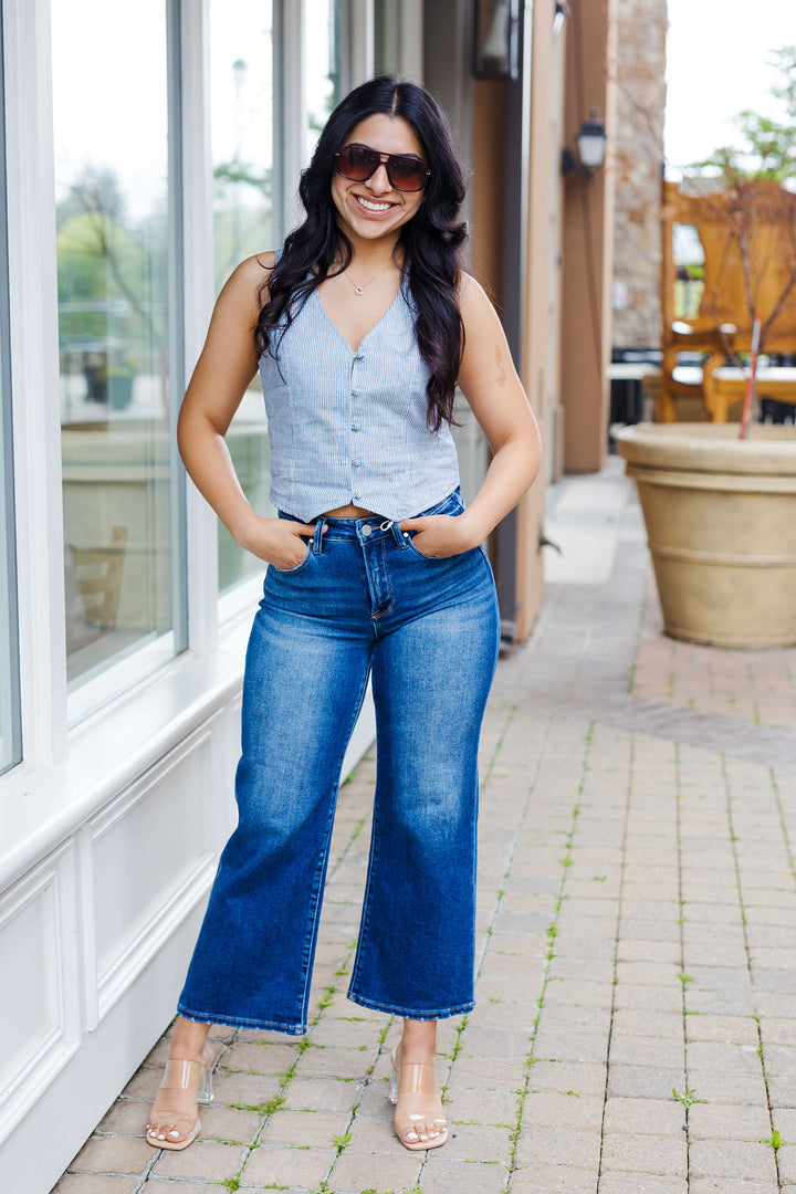 The Star Struck Dark Wide Wide Leg Jeans by Risen