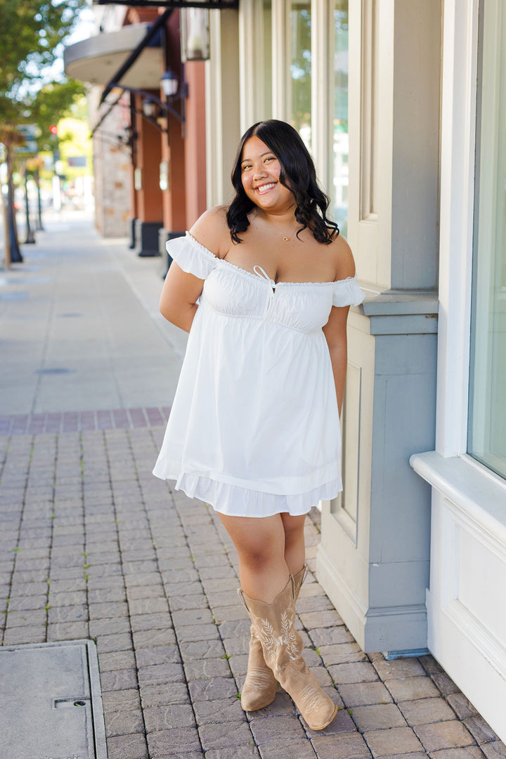 The State Fair White Romper Mini Dress