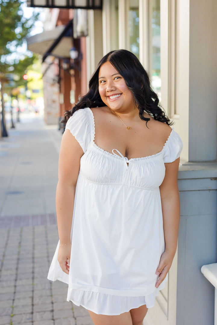 The State Fair White Romper Mini Dress