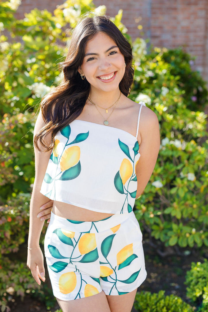 The Main Squeeze Lemon Print Shorts Set