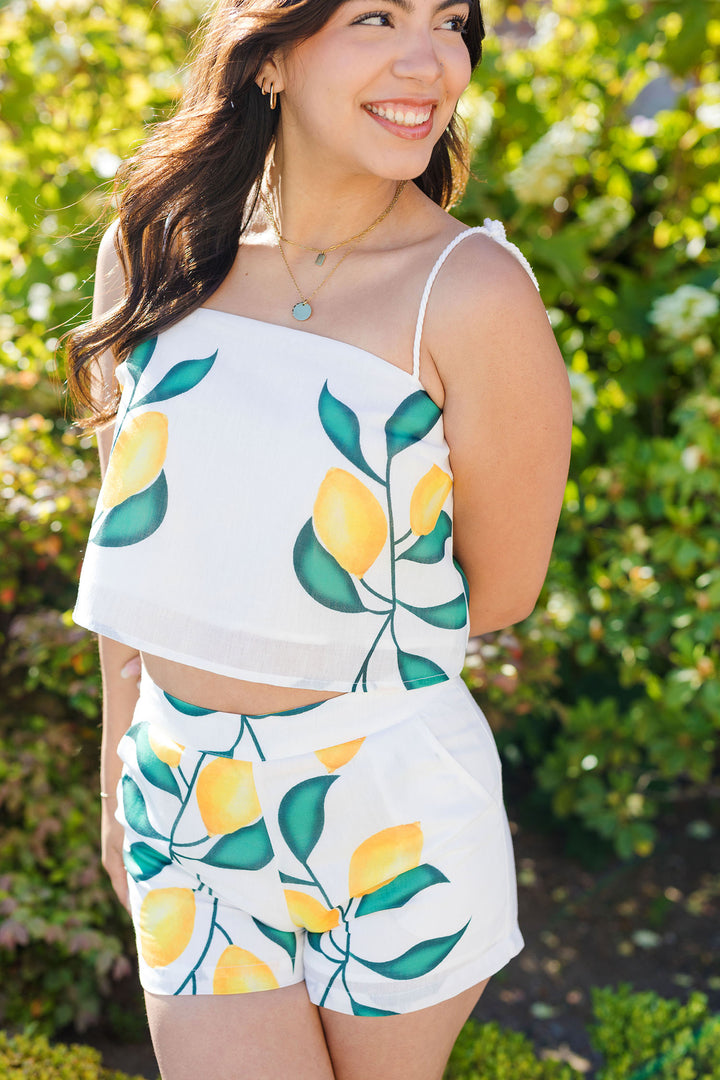 The Main Squeeze Lemon Print Shorts Set