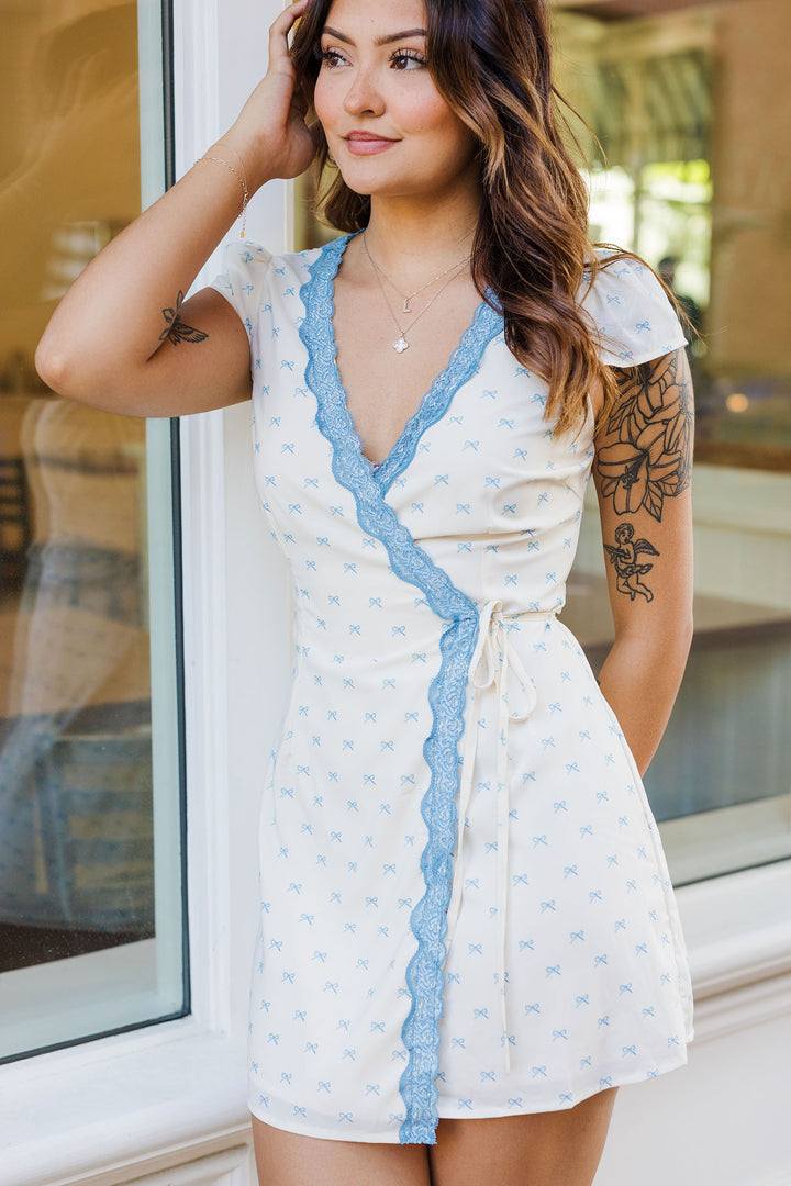 The Bow Regard Wrap Mini Dress