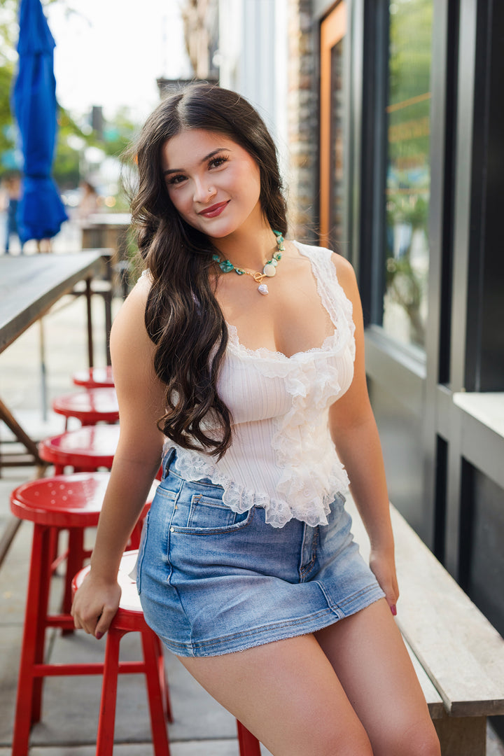 The Lovely In Lace Ivory Corset Tank Top