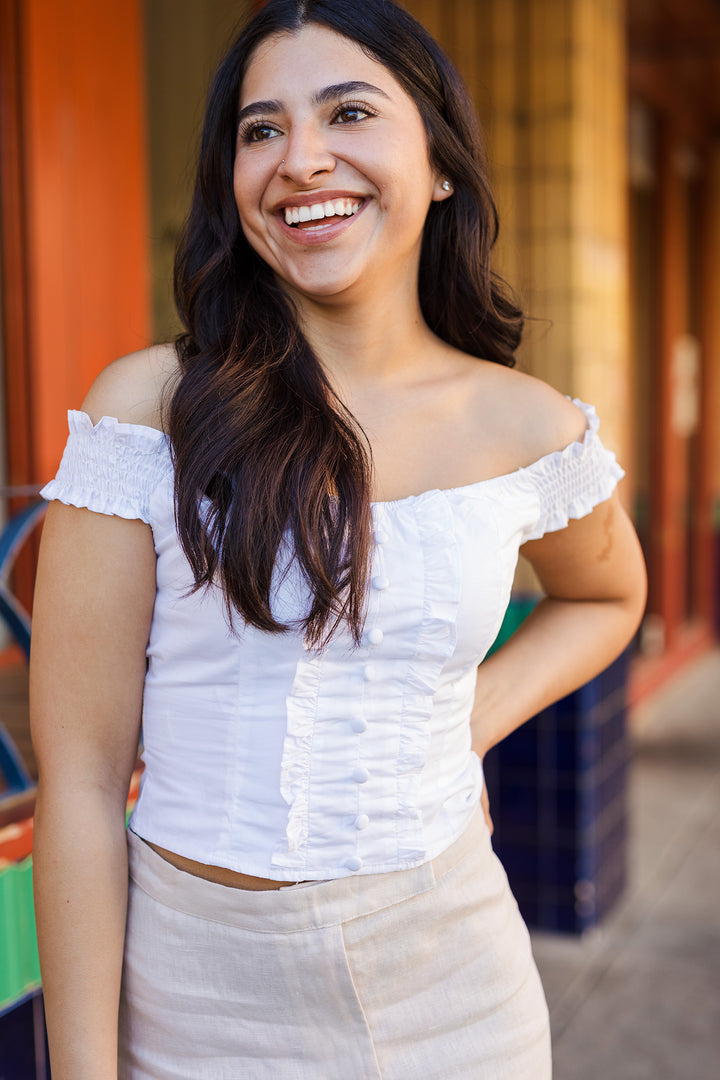 The Take Me To The Rodeo White Off The Shoulder Top
