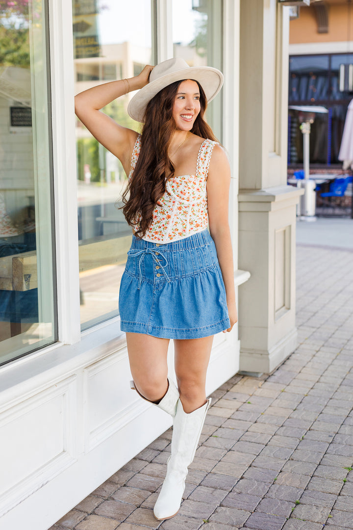 The Just Peachy Floral Corset Top