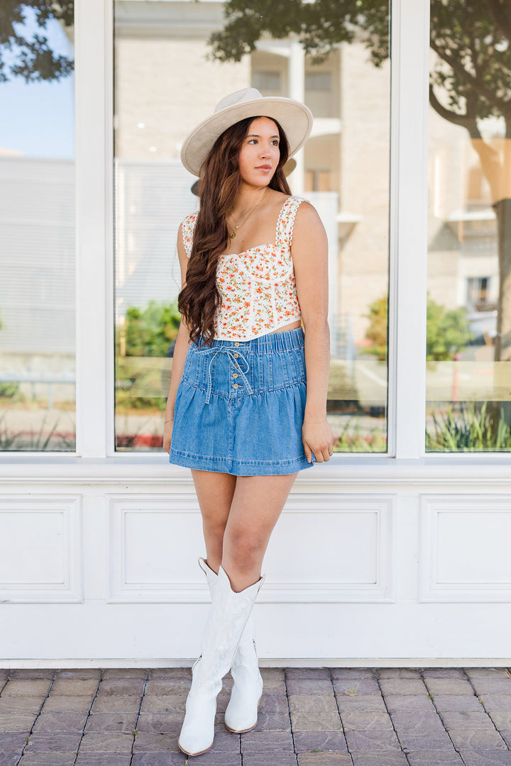 The Just Peachy Floral Corset Top