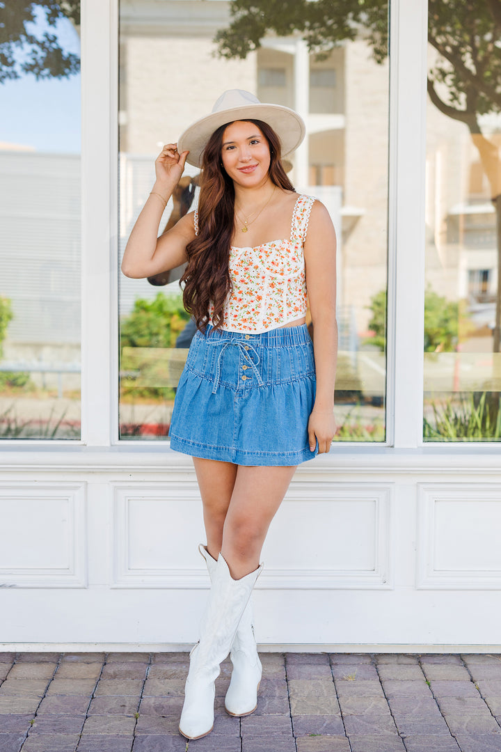 The Just Peachy Floral Corset Top