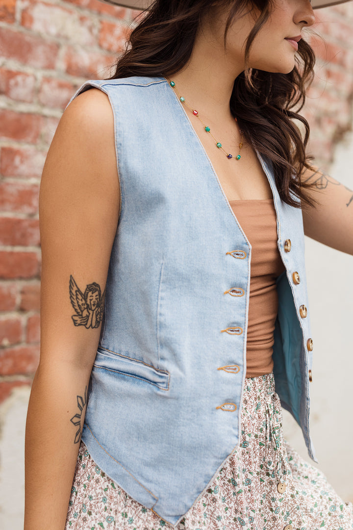 The Denim & Done Button-Up Vest