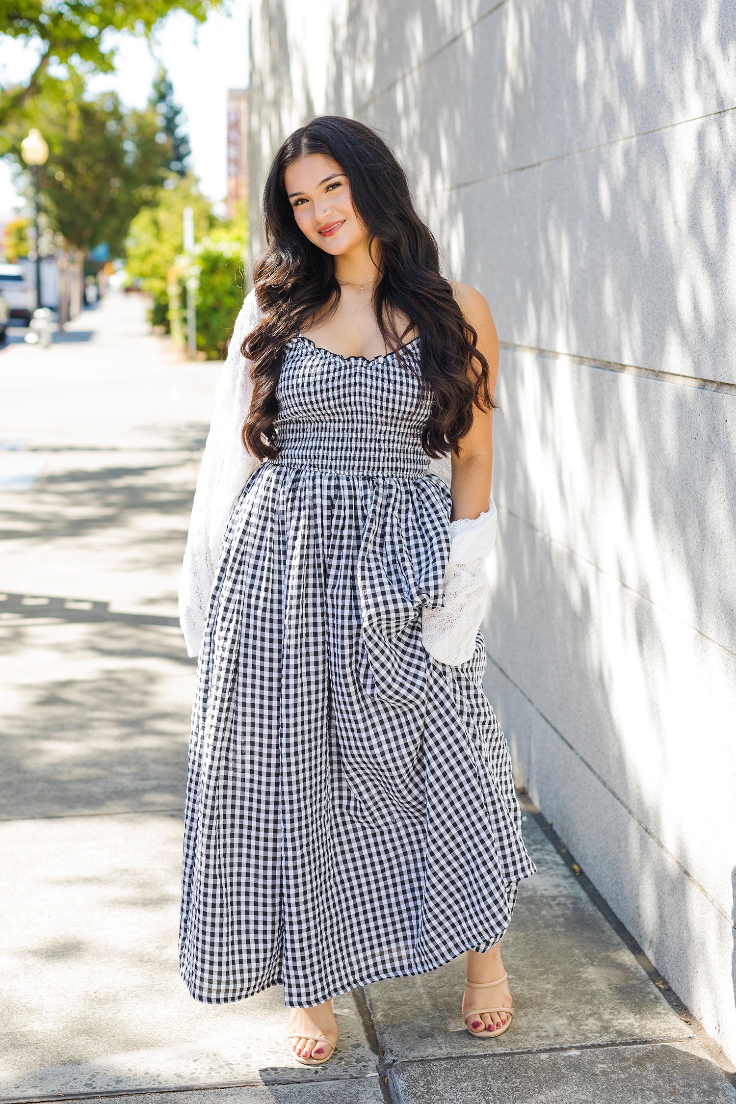 black gingham dress Black & White Gingham Swing Dress - XLarge