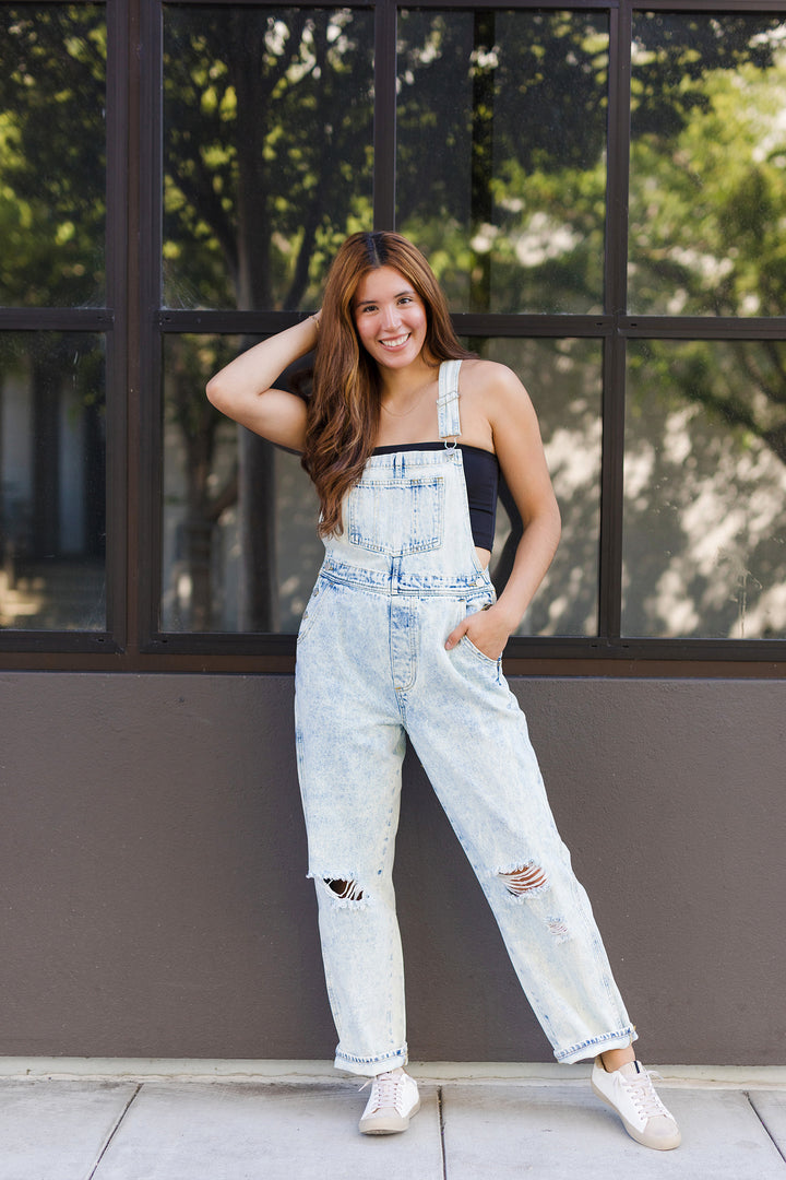 The Cedar Creek Light Wash Denim Overalls