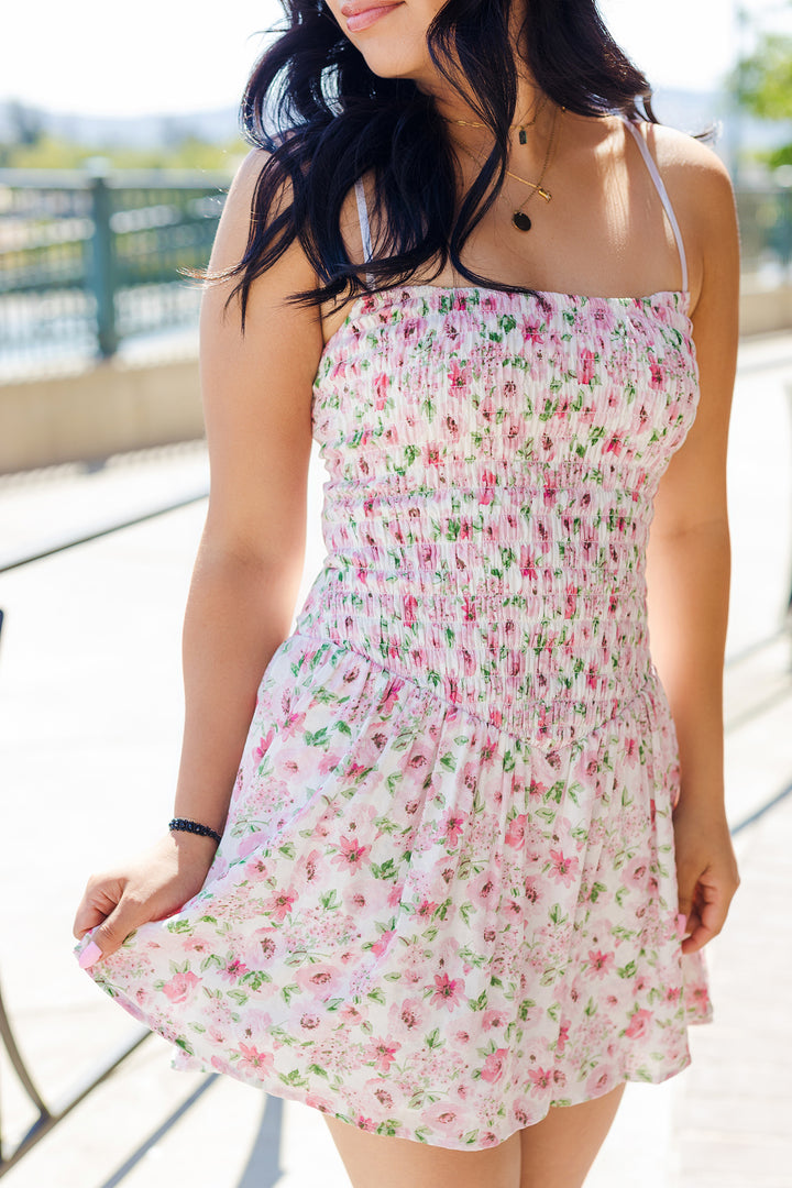 The Petal to the Metal Smocked Body High-low Mini Dress