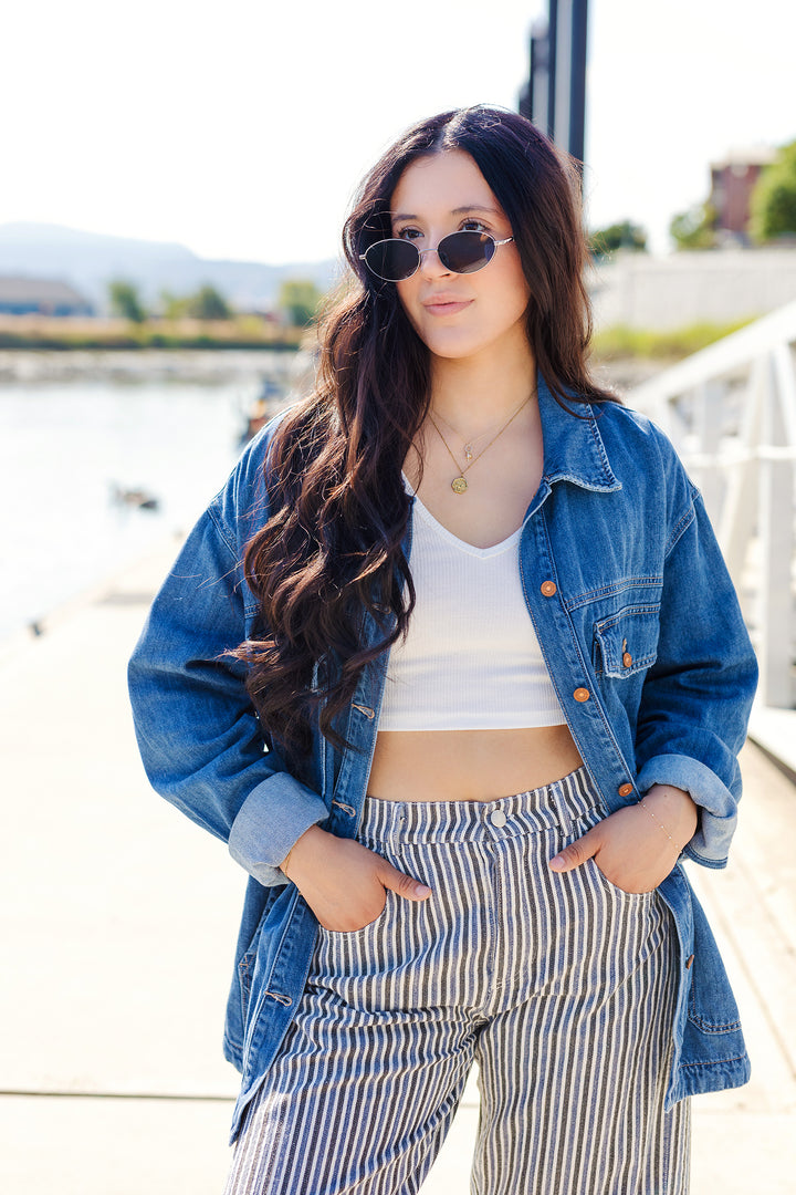 The Must Be The One Mineral Wash Striped Barrel Leg Jeans