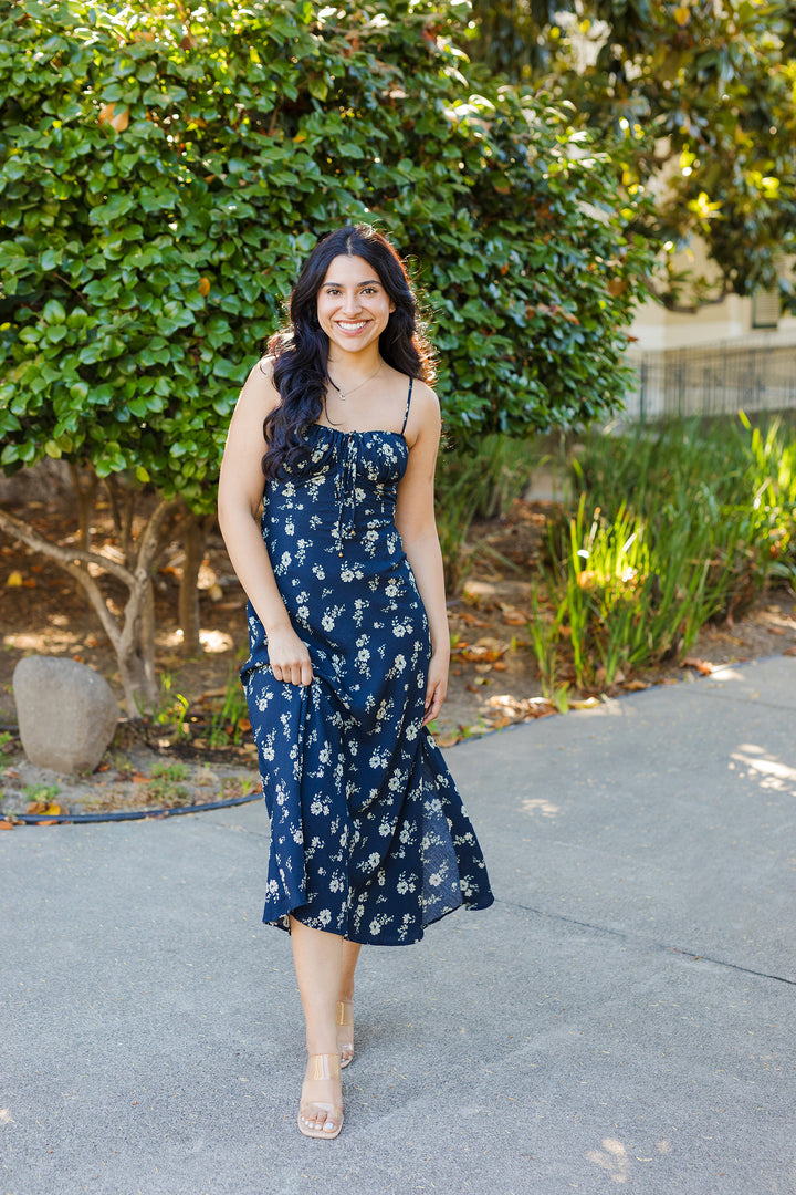 The Dancing In The Moonlight Blue Floral Maxi Dress
