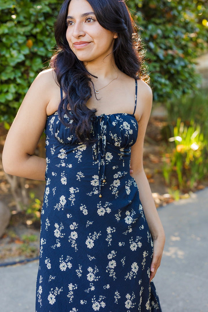 The Dancing In The Moonlight Blue Floral Maxi Dress