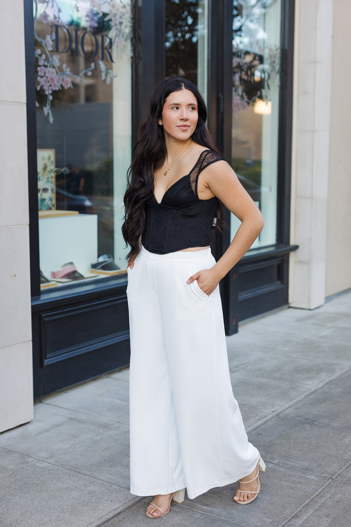 The Clocking You White Wide Leg Pants