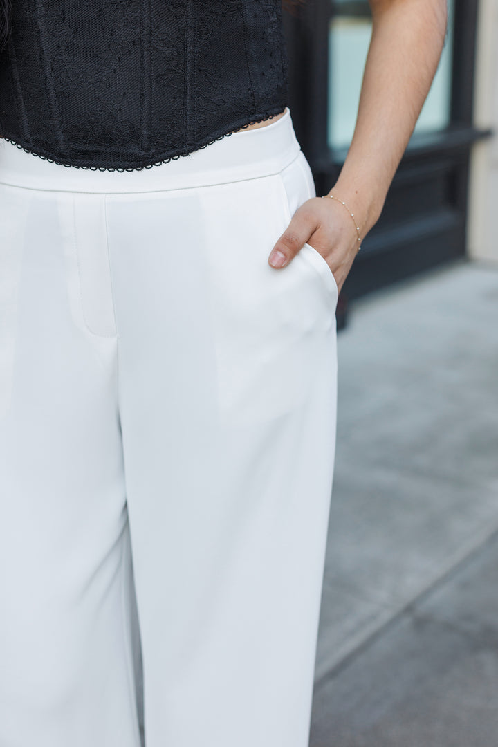 The Clocking You White Wide Leg Pants