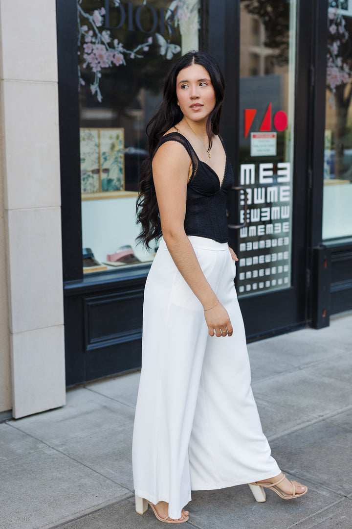 The Clocking You White Wide Leg Pants
