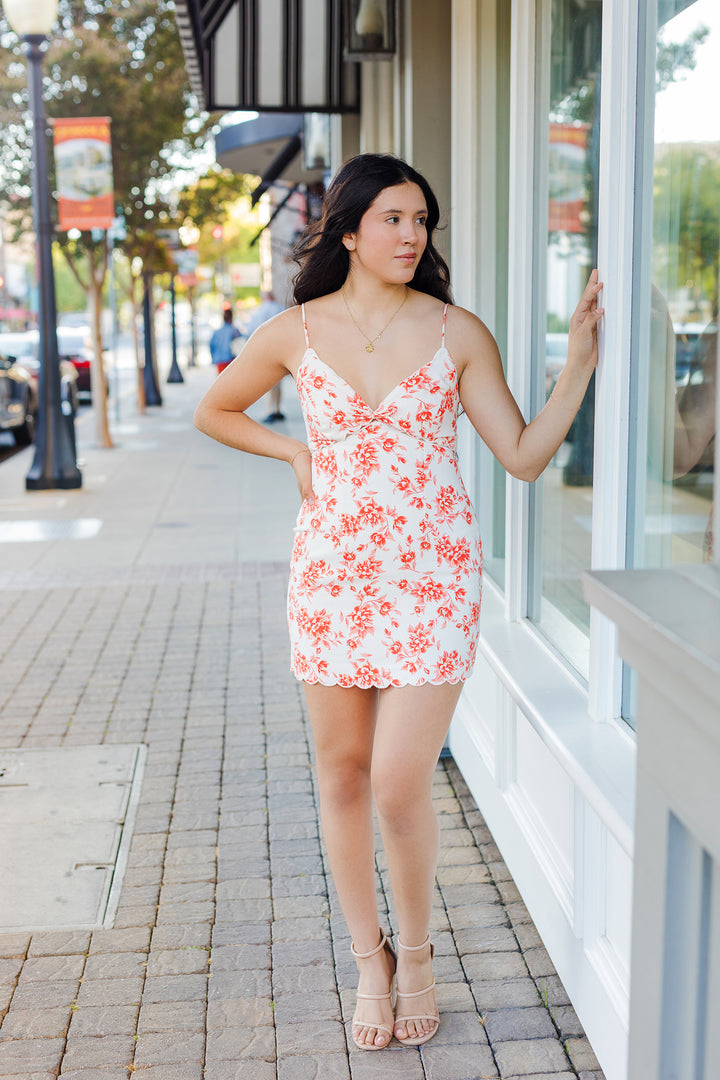 The Sorbet Skies Floral Cutout Mini Dress
