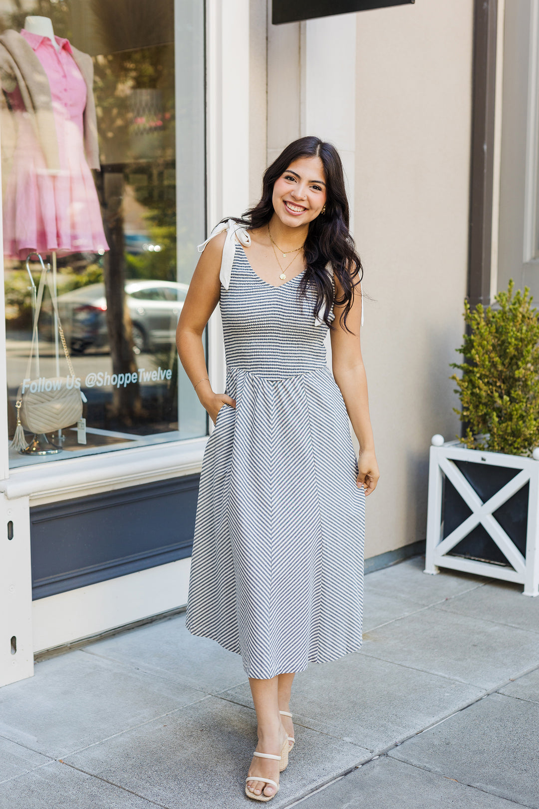 The Dockside Striped Linen Midi Dress