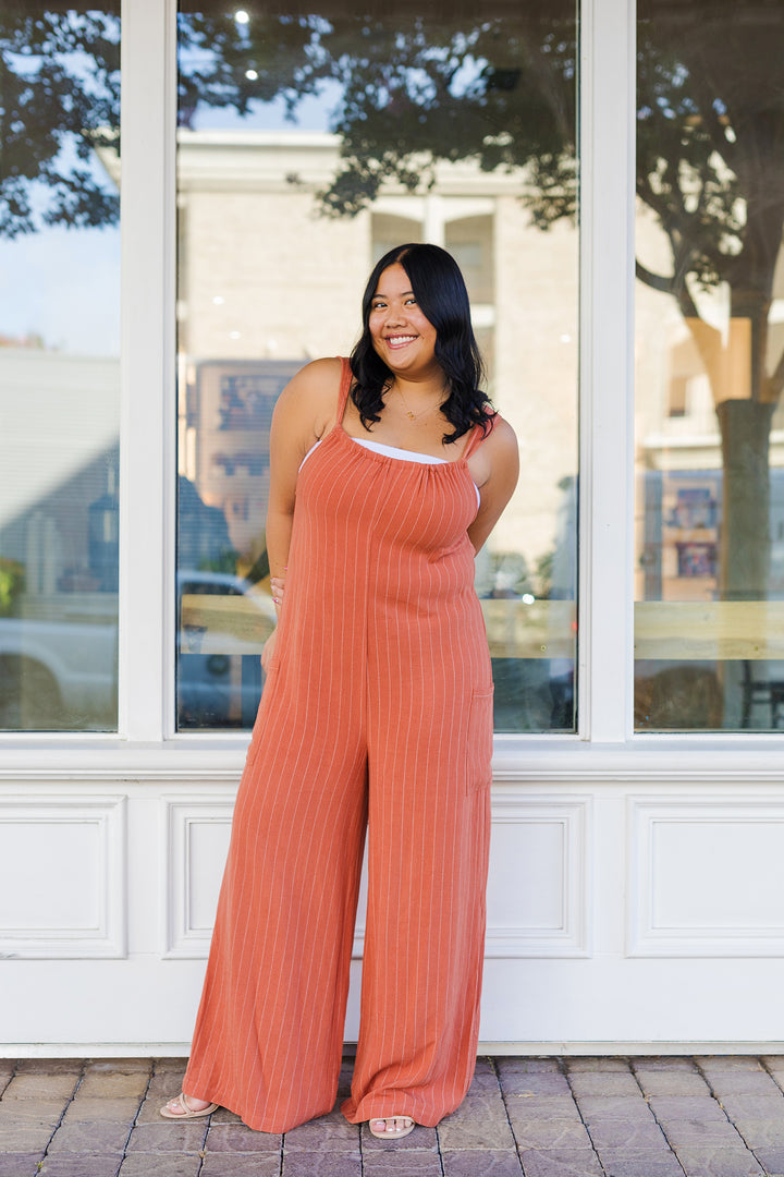 The Farmers Market Striped Linen Jumpsuit
