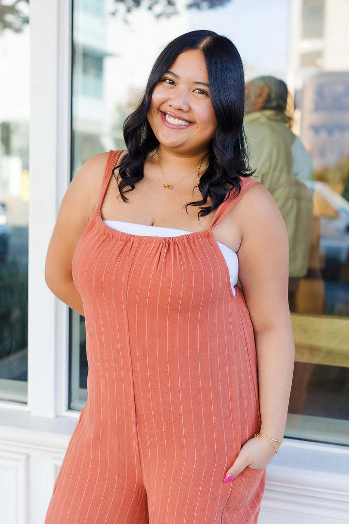 The Farmers Market Striped Linen Jumpsuit