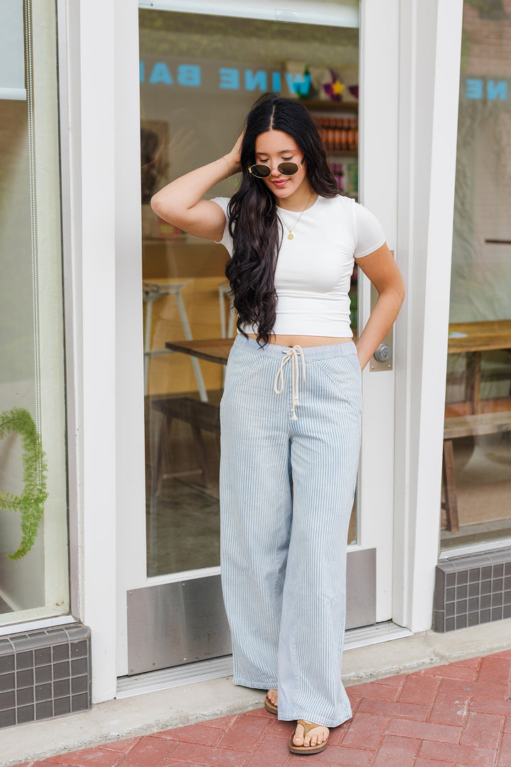 The Rory Mineral Washed Striped Drawstring Pants