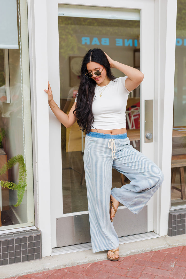 The Rory Mineral Washed Striped Drawstring Pants