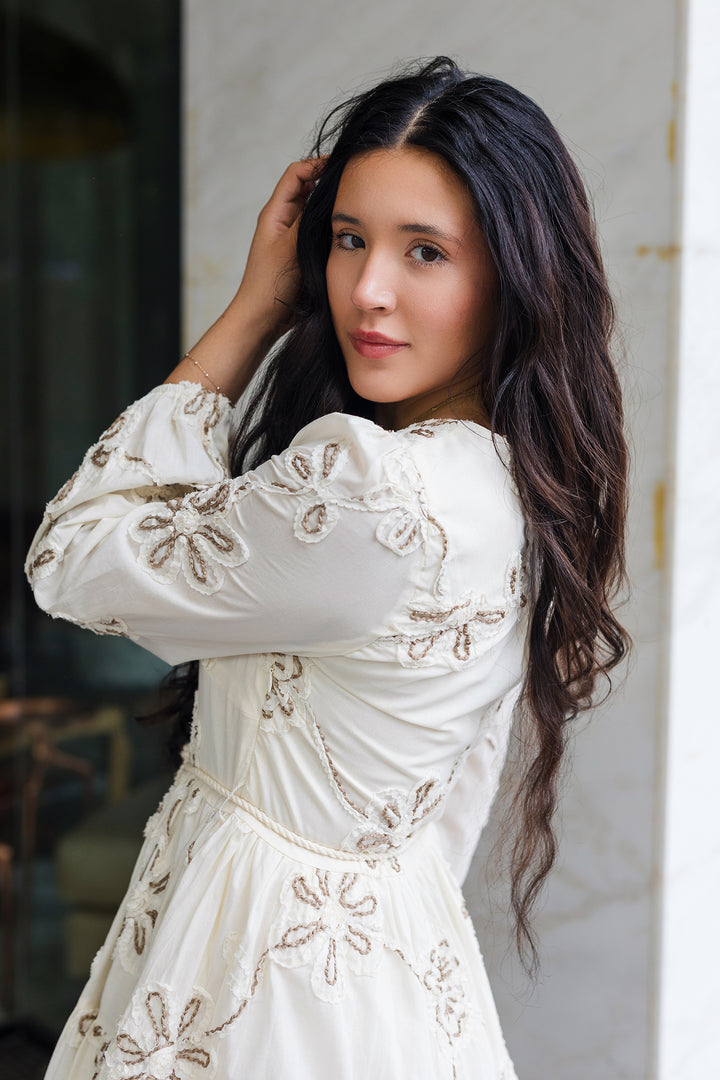 The Petals and Promises Embroidered Mini Dress