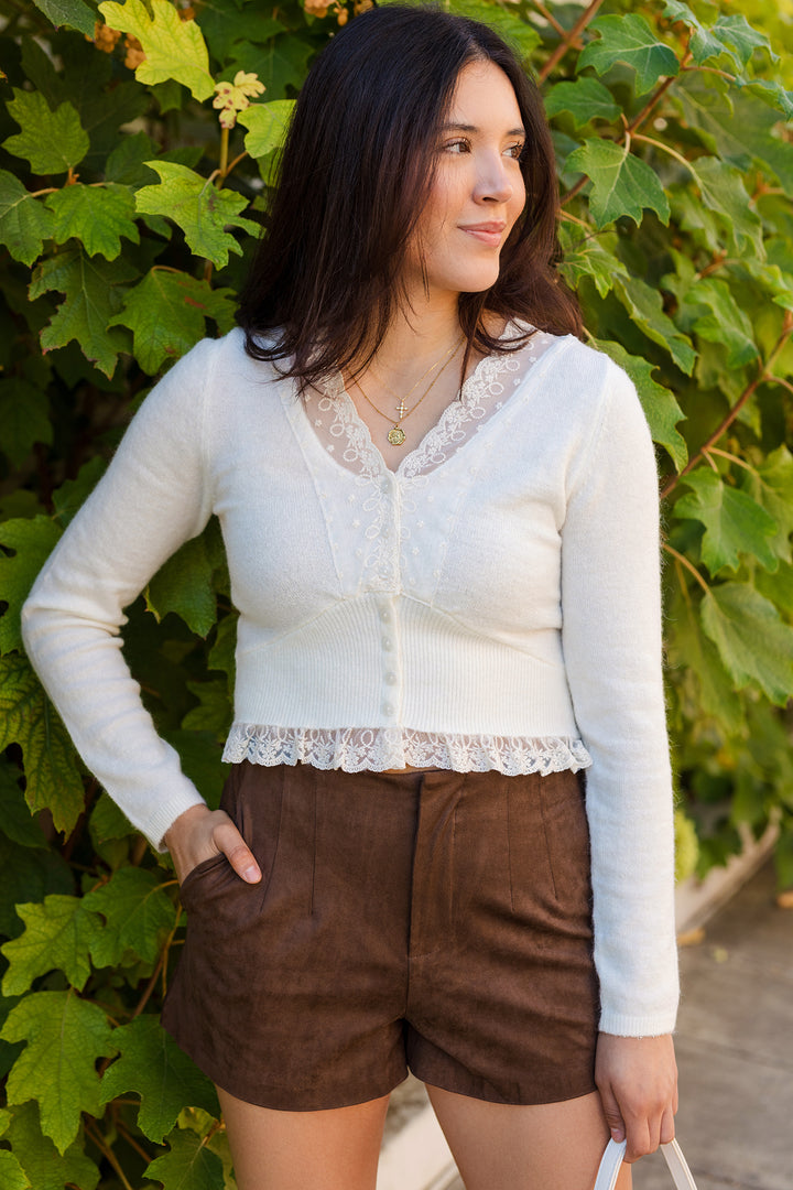 The Lovely In Lace White Cardigan Top