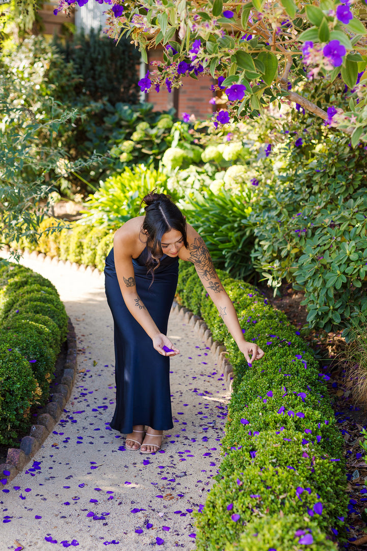 The Meet Me At Midnight Long Satin Dress