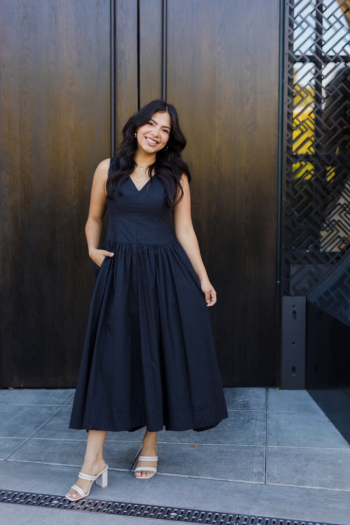 The On My Mind Black Bow Midi Dress