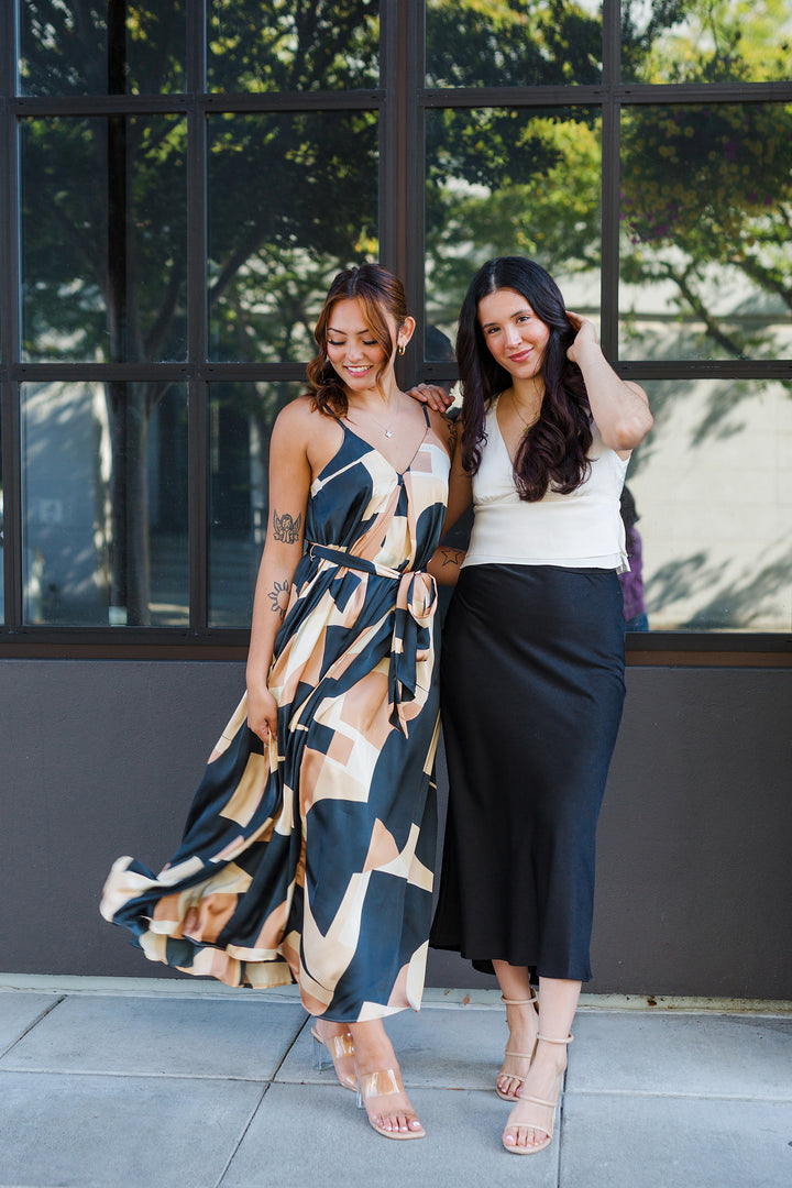 The Making Moves Patterned Flare Midi Dress