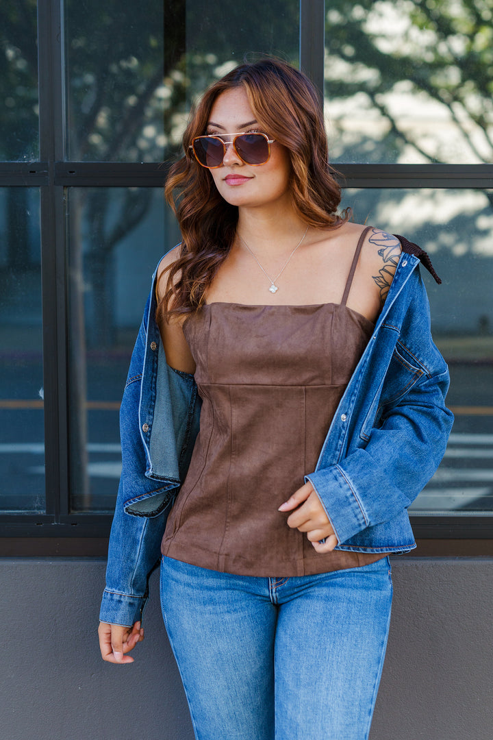 The Living For The Moment Suede Cami Top