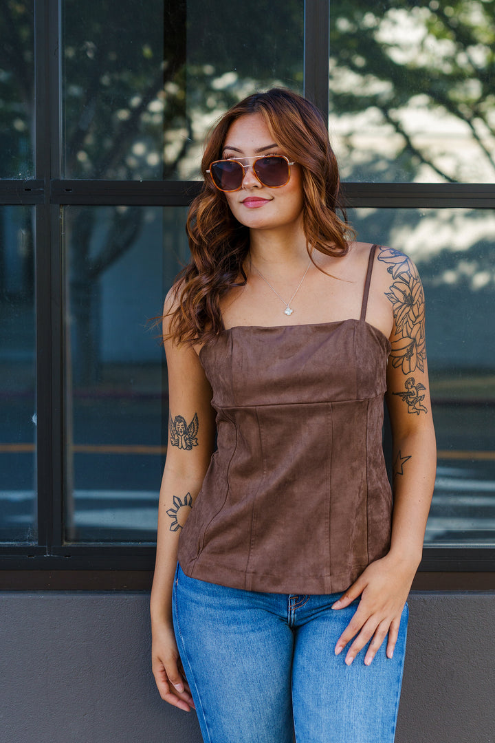 The Living For The Moment Suede Cami Top